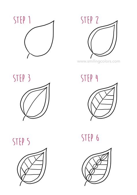 leaf drawing step by step